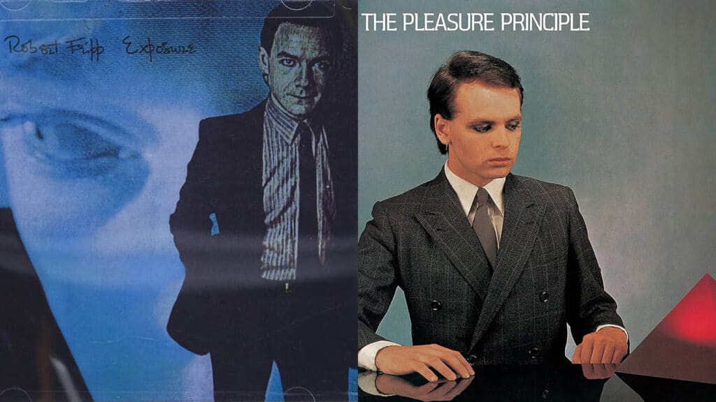 Robert Fripp and Gary Numan album covers